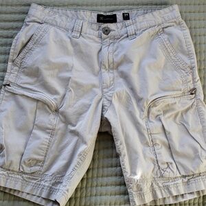 Light Gray Full Angled Zip Pocket Detail Cargo Shorts